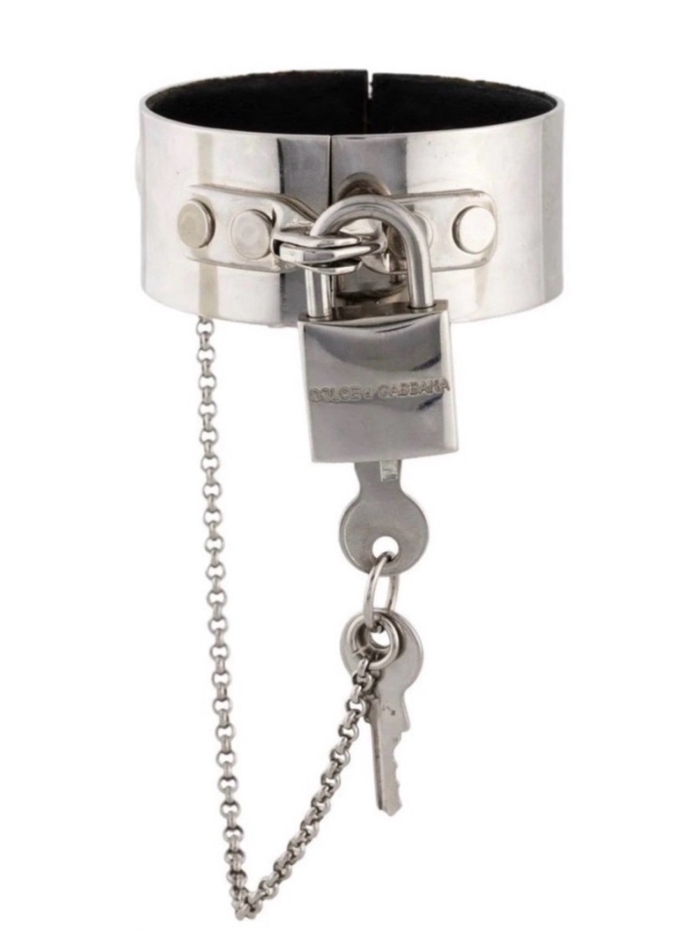 DOLCE&GABBANA Vintage S/S 2003 Silver Love & Sex Key Runway Handcuff Bracelet